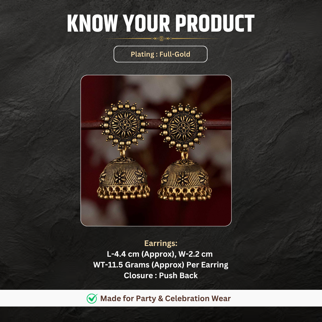 Oxidised earrings measurement image - Sasitrends