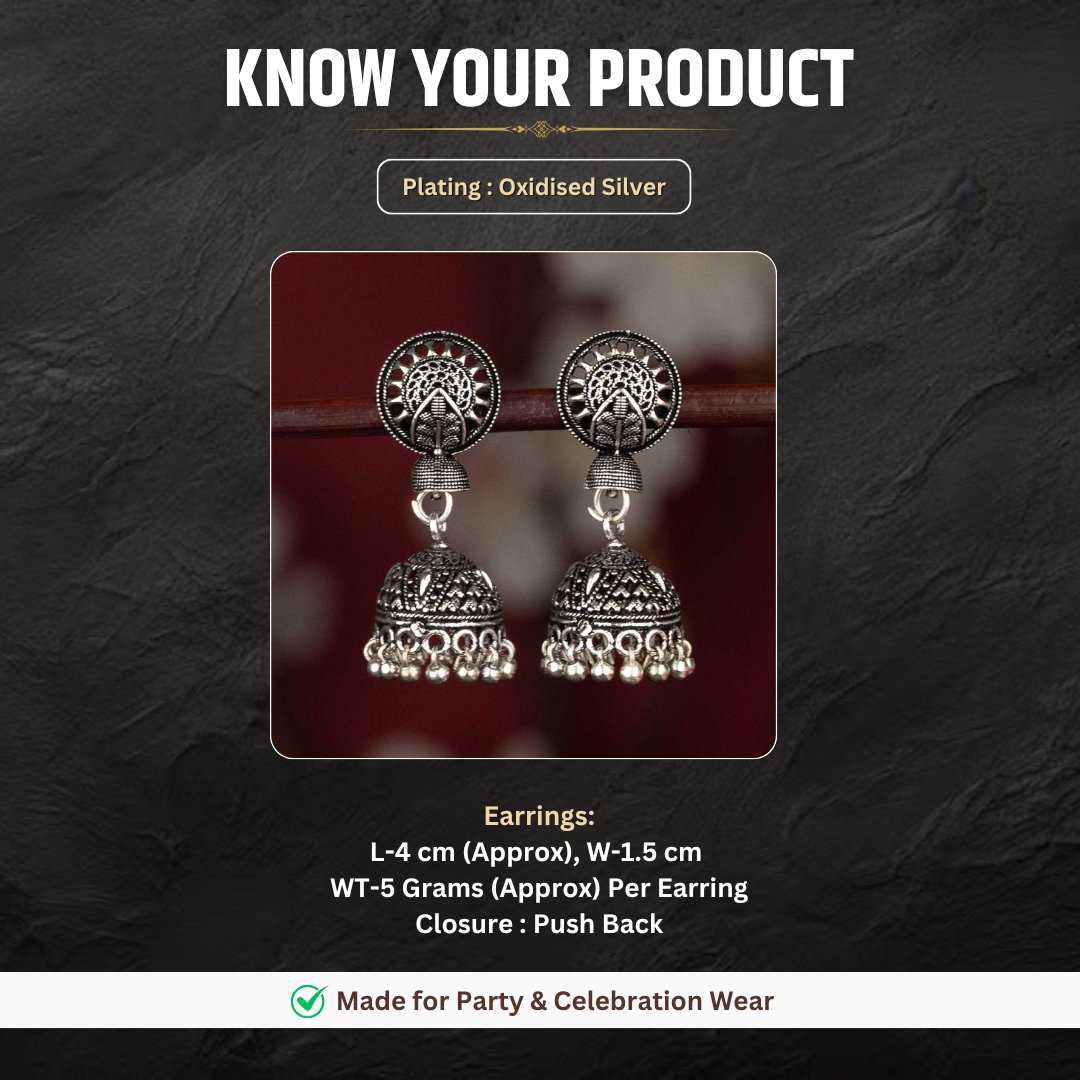 Oxidised earrings measurement image - Sasitrends
