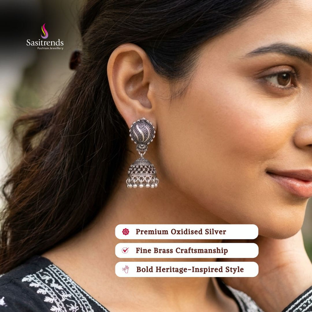 Oxidised silver plated earrings image - Sasitrends