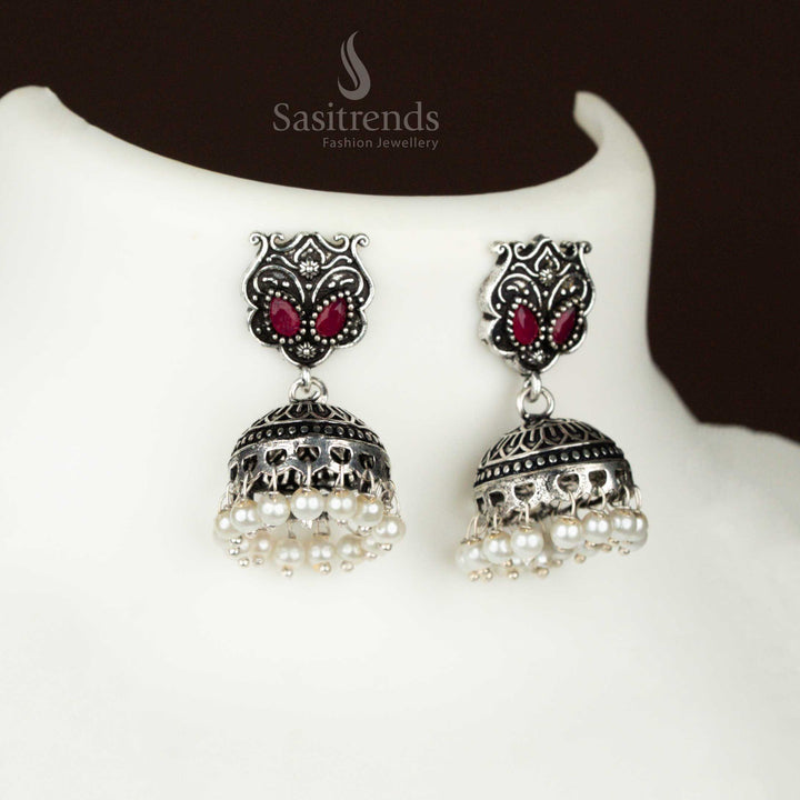 oxidised Earrings with grape bunch pendant and bold jhumkas – festive and vibrant jewellery with a traditional touch perfect for parties and cultural events by sasitrends