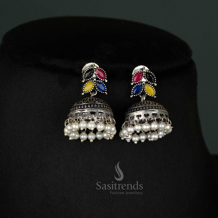 Graceful Oxidised Yellow Multi Necklace and Earrings Set – Traditional Jewelry for Festive Occasions - sasitrends
