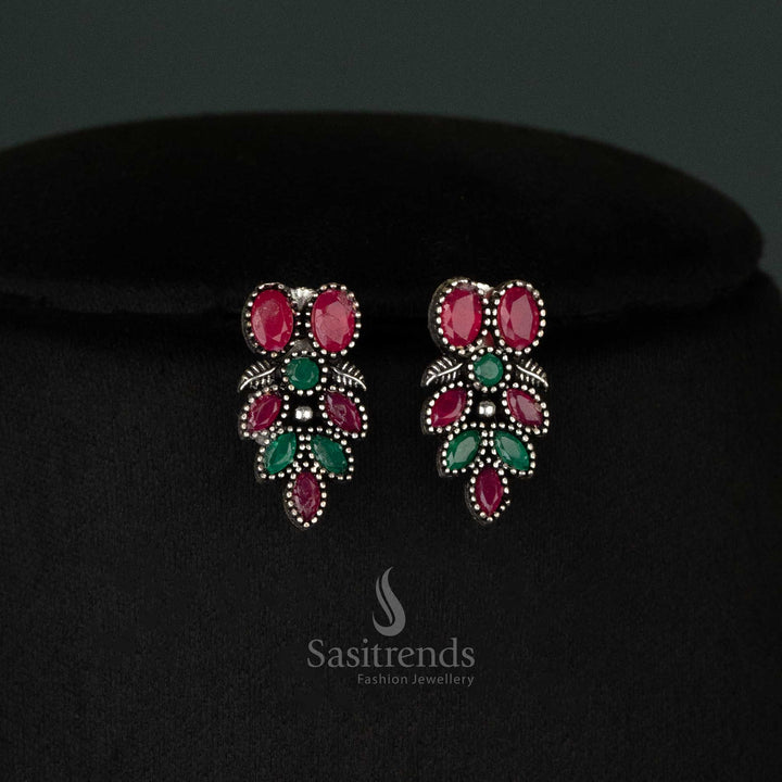 Gorgeous Oxidised Ruby Green Necklace and Earrings Set – Stunning Jewelry for Navarathri Celebrations - sasitrends