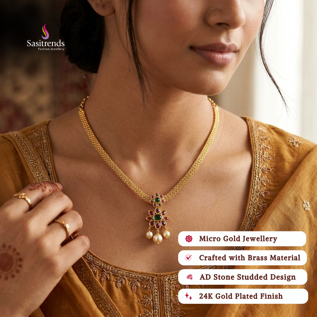 Micro gold plated necklace model image - Sasitrends
