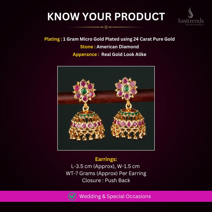 Micro gold plated AD Earrings Measurement image - Sasitrends