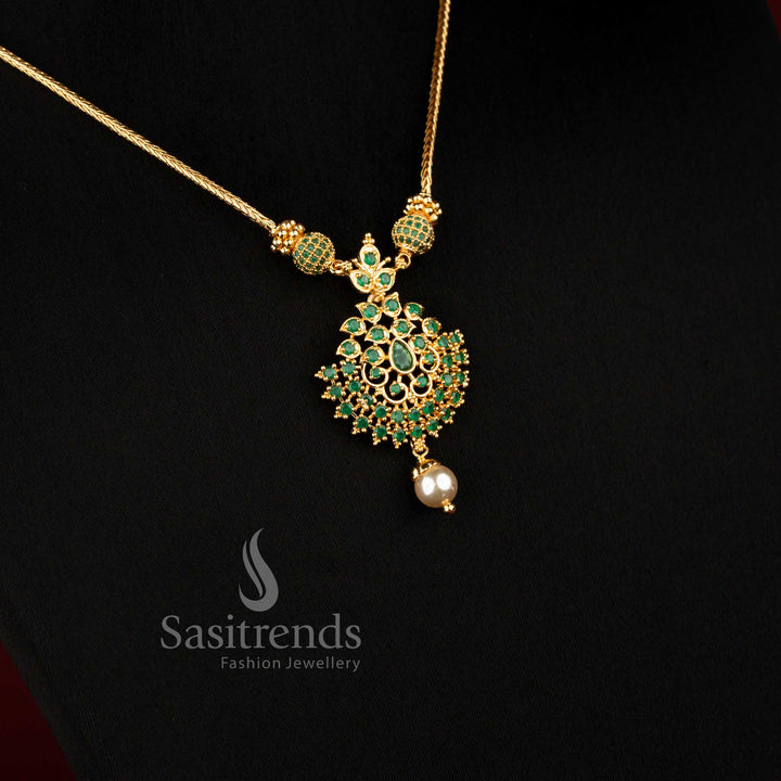 Elegant micro gold plated flexible chain necklace with floral pearl pendant that looks like real gold - Sasitrends