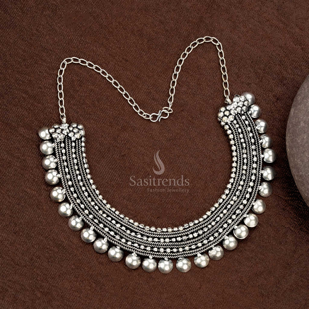 Bold oxidised choker necklace with statement beads - Sasitrends