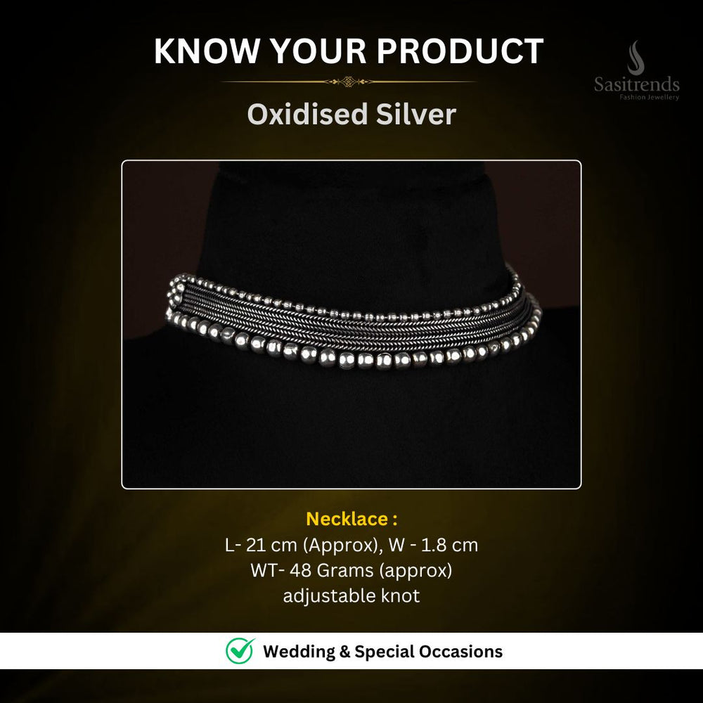 Oxidised Silver Necklace Measurement Image - Sasitrends