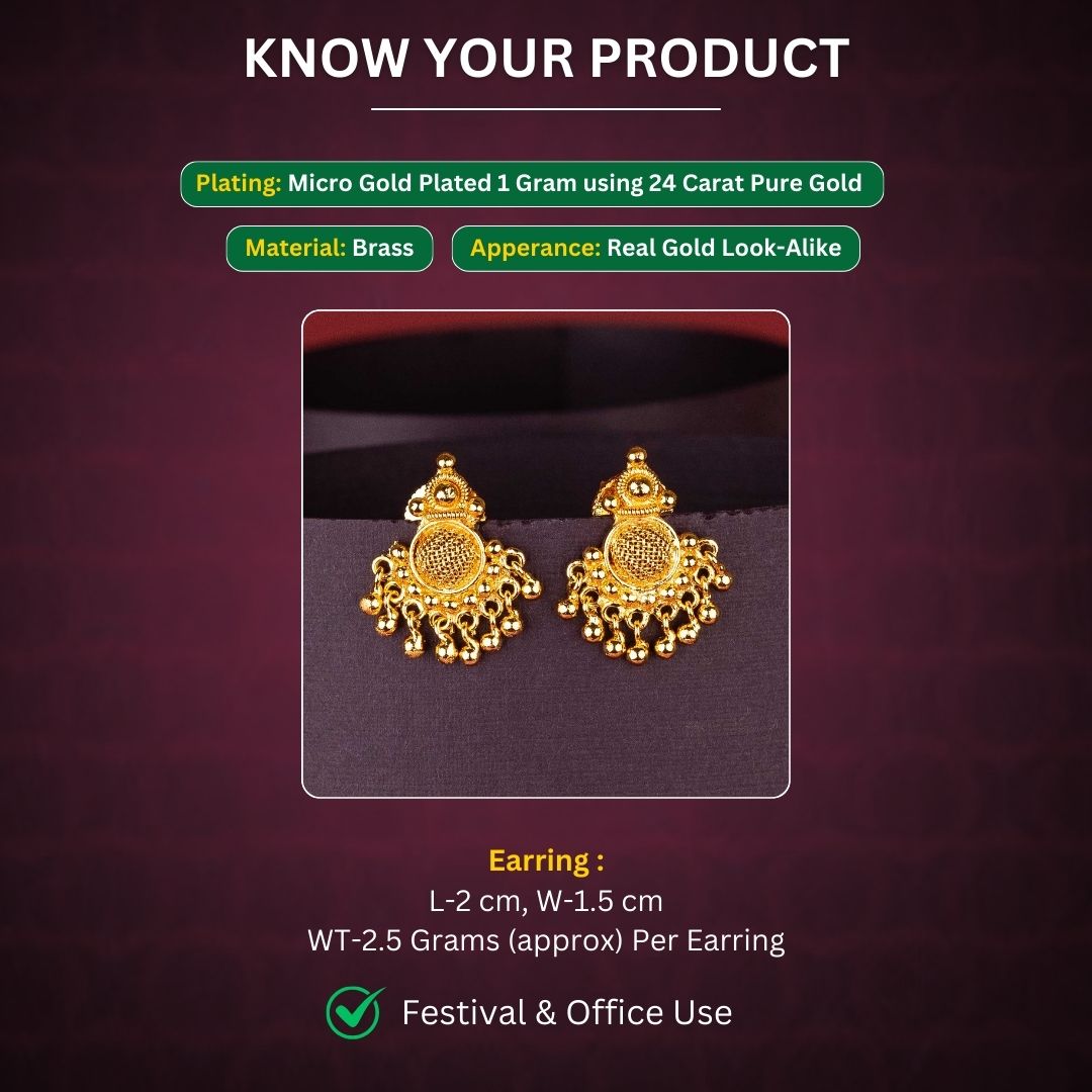 Micro Gold Plated Earrings Measurement Image - Sasitrends