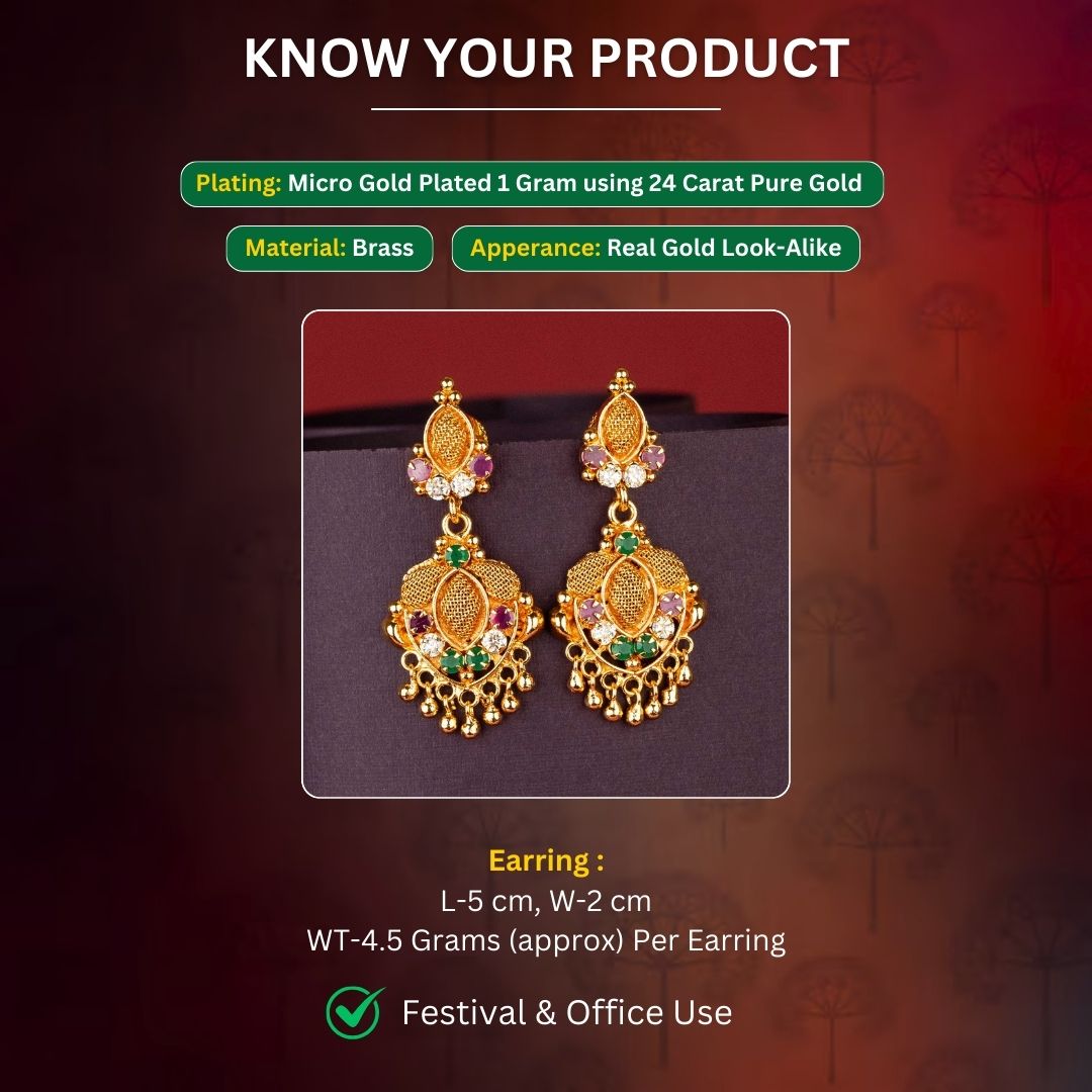 Micro Gold Plated Earrings Measurement Image - Sasitrends