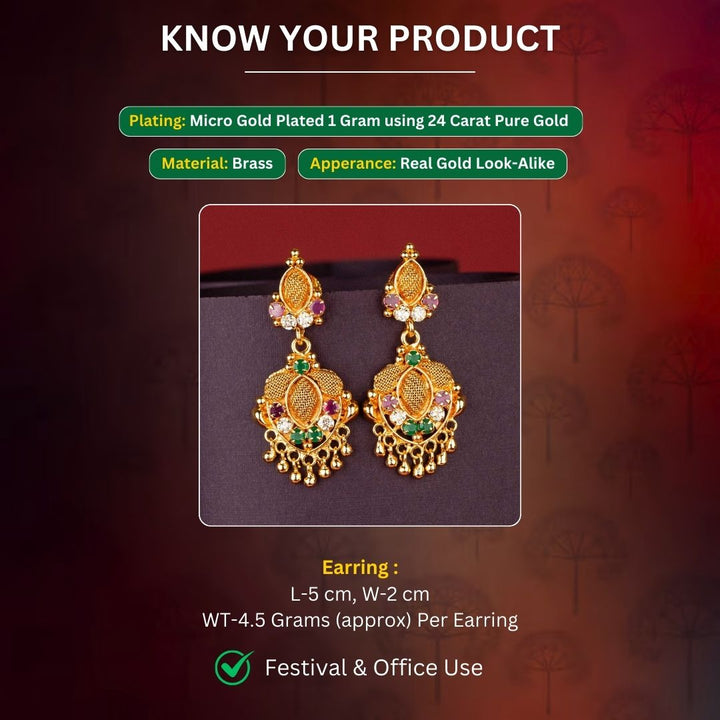 Micro Gold Plated Earrings Measurement Image - Sasitrends