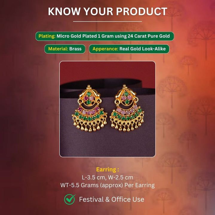 Micro Gold Plated Earrings Measurement Image - Sasitrends