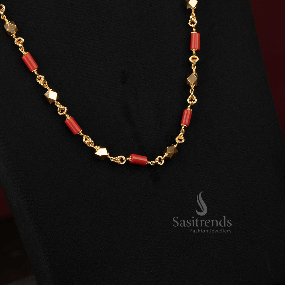Delicate micro gold plated red diamond chain, ideal for both formal and casual occasions - Sasitrends