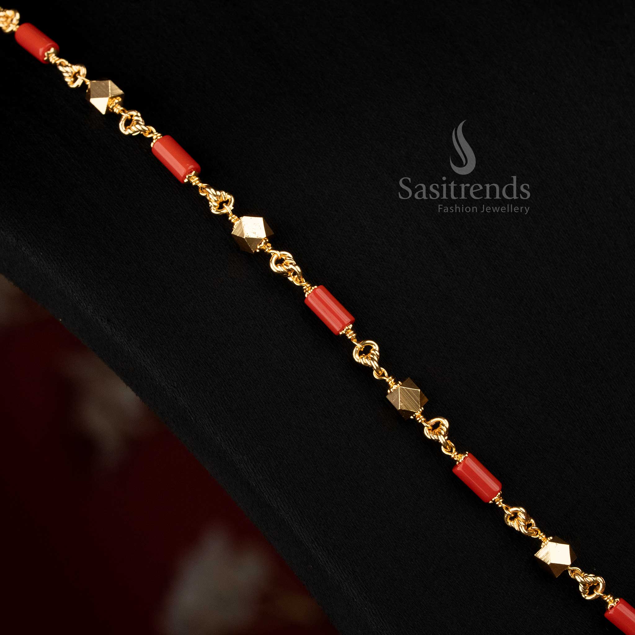 Delicate micro gold plated red diamond chain, ideal for both formal and casual occasions - Sasitrends