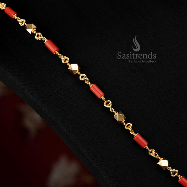 Delicate micro gold plated red diamond chain, ideal for both formal and casual occasions - Sasitrends