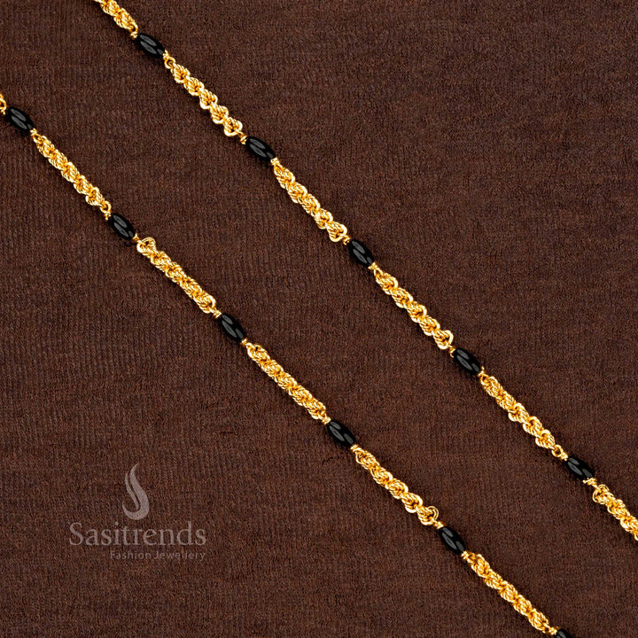 Wonderful Micro Gold Plated Twisted Beads Chain for Traditional and Festive Wear - Sasitrends