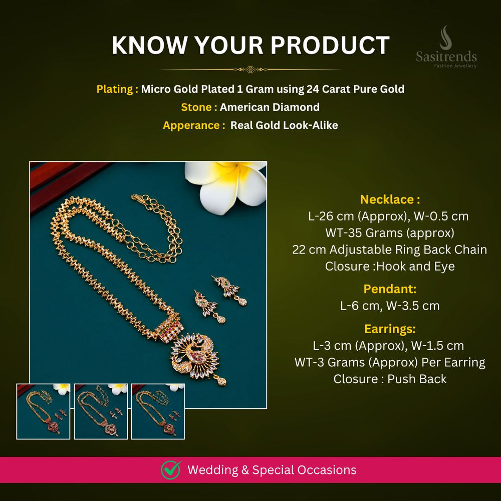 Micro Gold plated AD Necklace set Measurement Image - Sasitrends