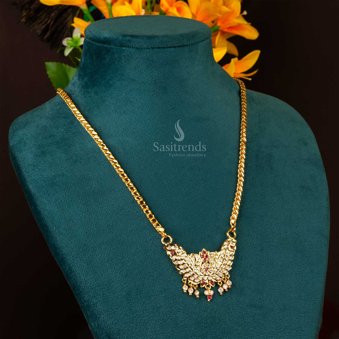 One Gram Micro Gold Plated Eye Pattern Chain with Floral Impon Dollar Necklace - Sasitrends - Sasitrends