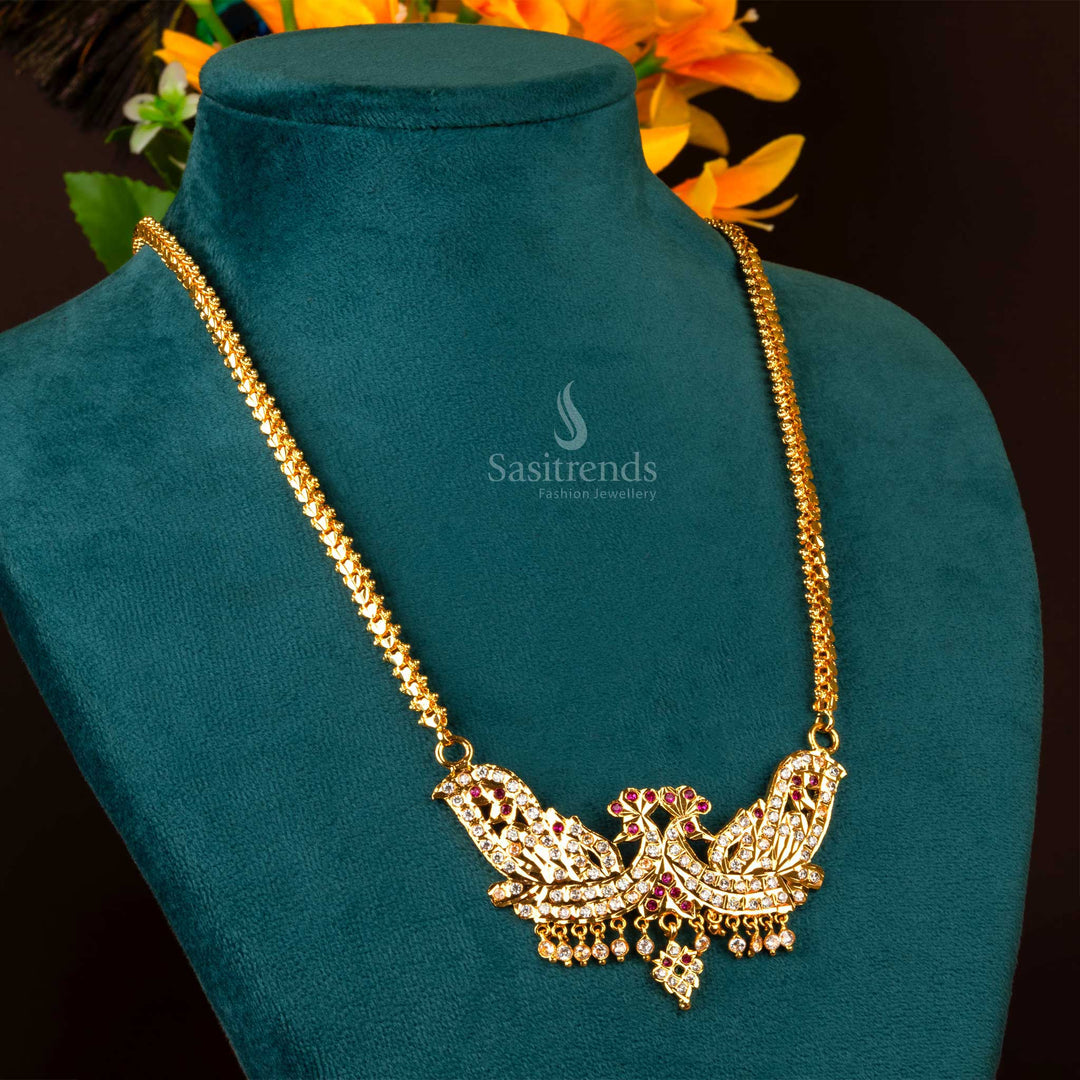 Micro Gold Plated IMPON Dollar Chain with Feather Design Pendant Sasitrends