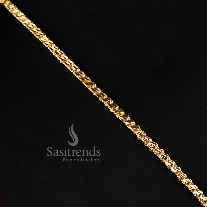 Stylish micro gold plated wedding jewellery haram with brilliant white and pink stone accents.