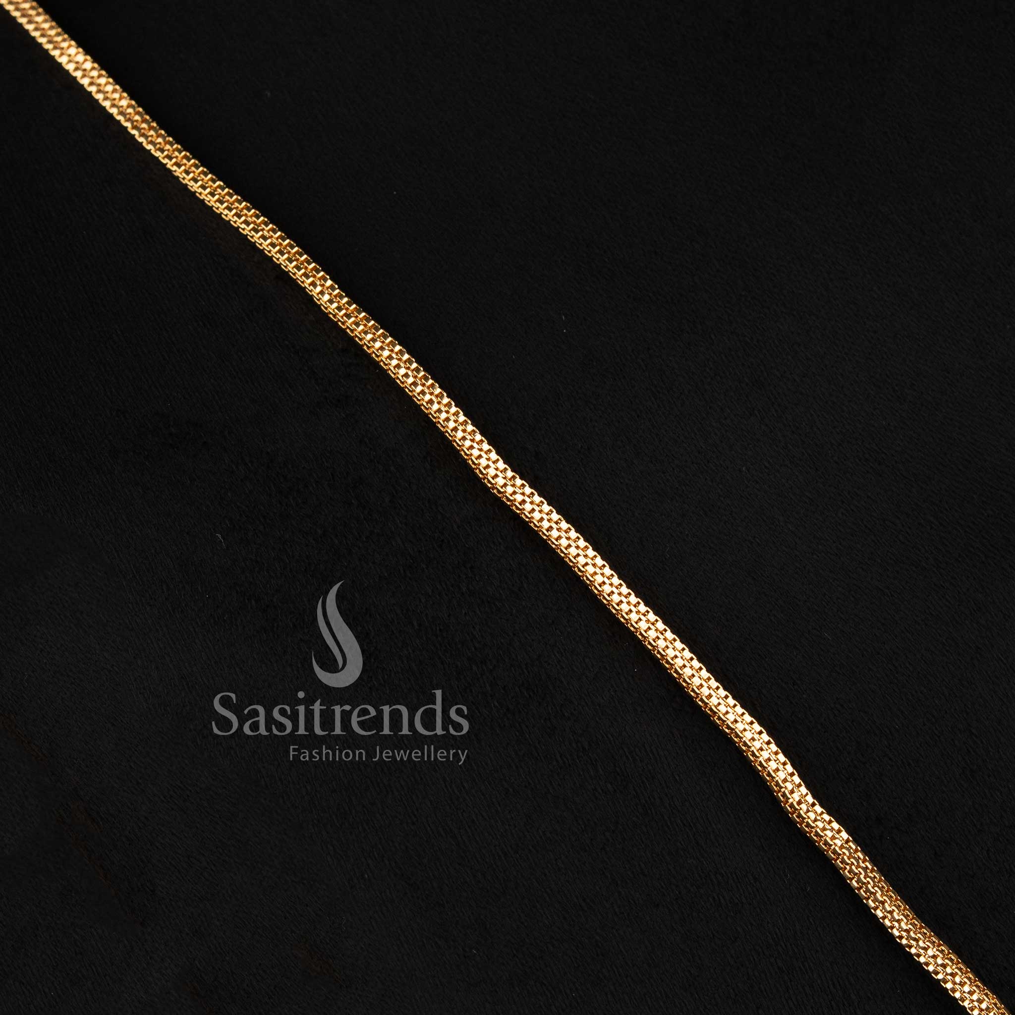 Grand Impon micro gold plated compact mesh link long pendant necklace with a traditional twin peacock semicircular AD design by Sasitrends.