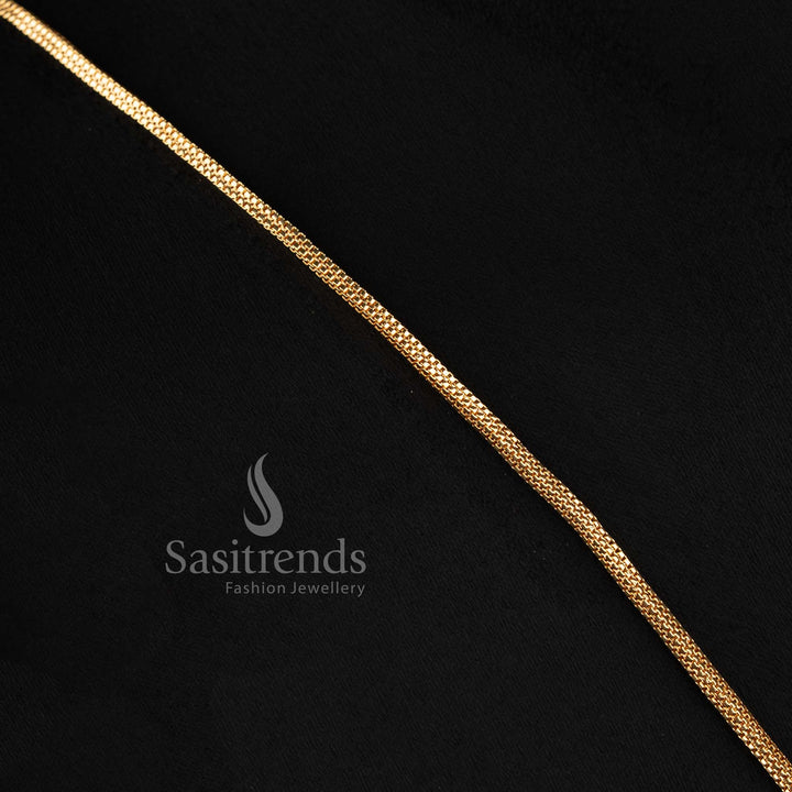 Grand Impon micro gold plated compact mesh link long pendant necklace with a traditional twin peacock semicircular AD design - Sasitrends