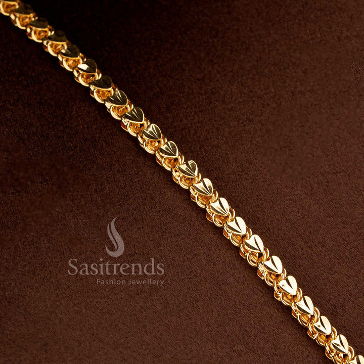 One Gram 24K Impon Micro Gold Plated Diamond Stone Leaf Cluster Long Pendant Haram Necklace - Sasitrends