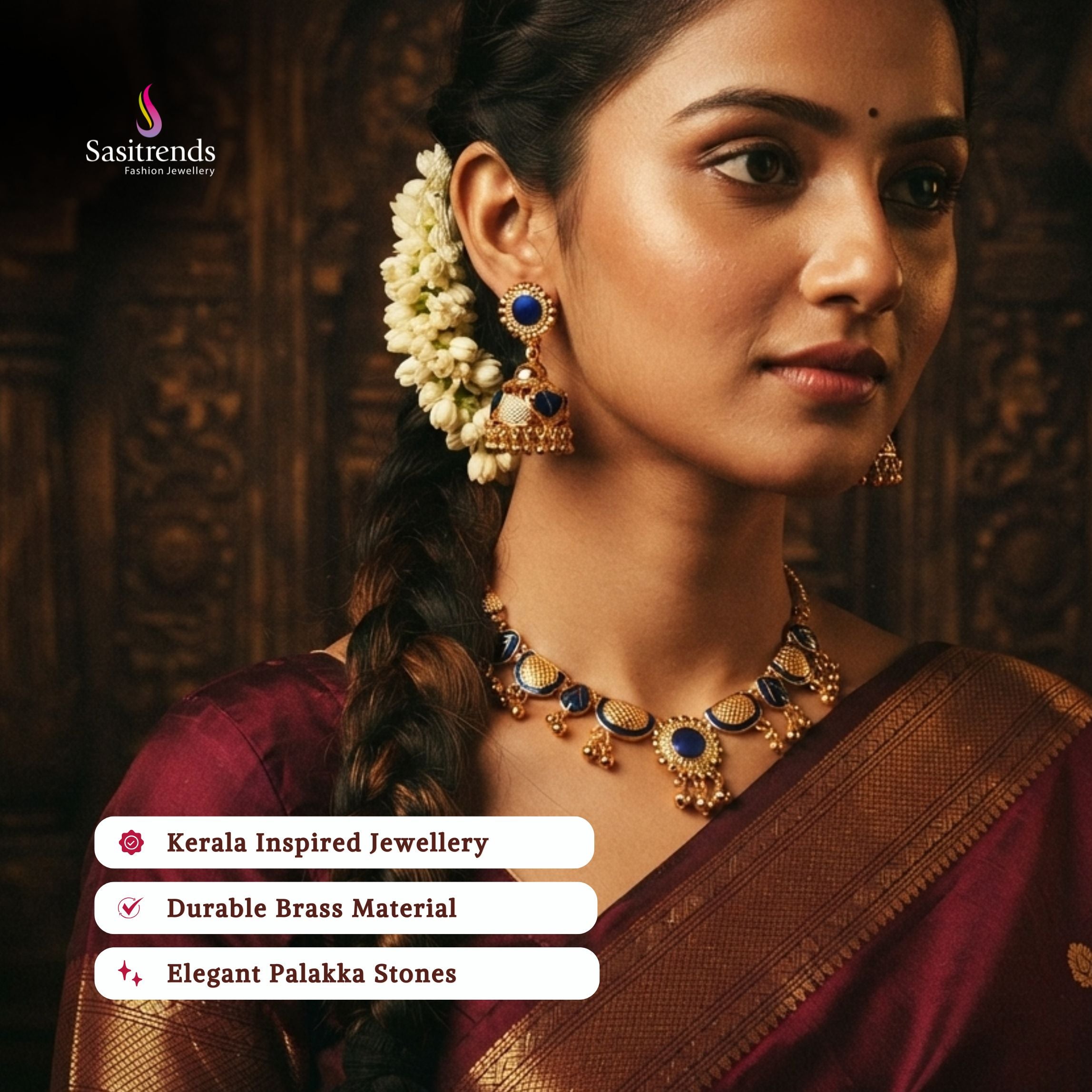 Guaranteed kerala style Micro gold plated AD stone palakka earrings - Sasitrends