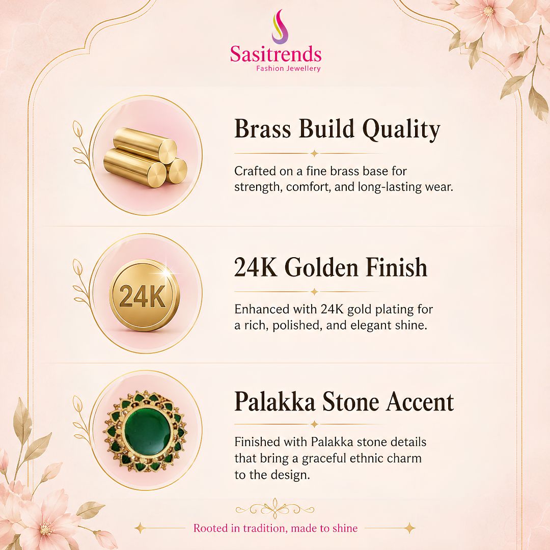Guaranteed Micro gold plated AD stone palakka necklace - Sasitrends
