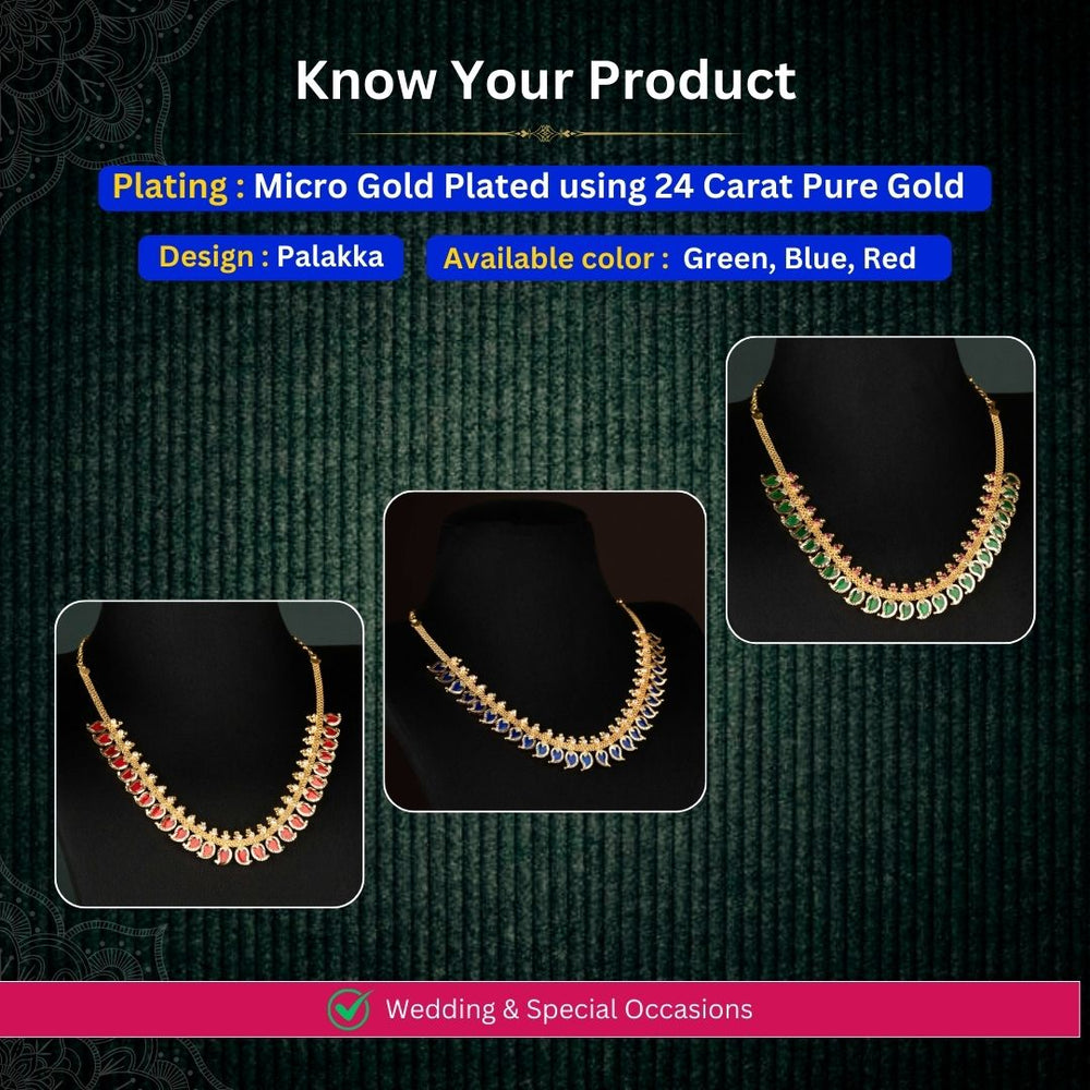 Micro gold plated palakka mango short necklace measurement image - Sasitrends