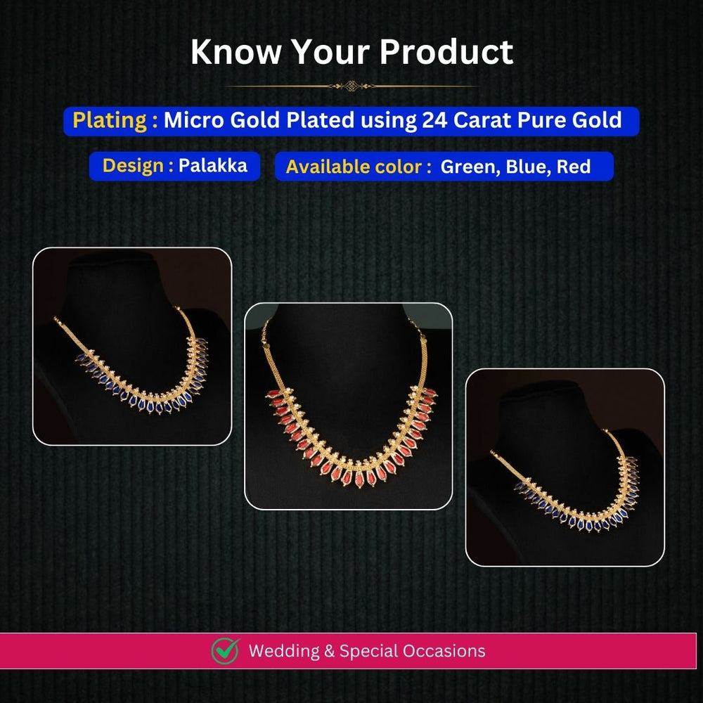 Micro gold plated palakka Nagapadam short necklace measurement image - Sasitrends