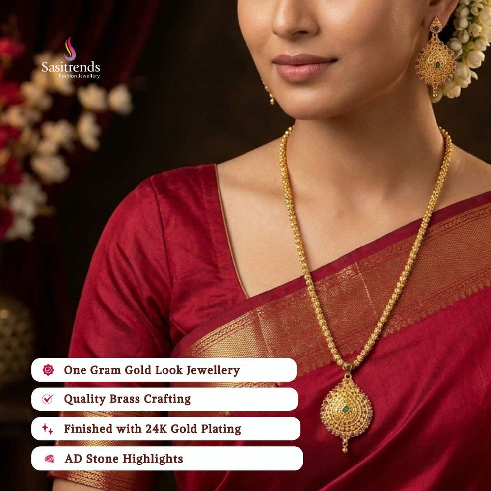 Micro gold plated necklace set model image - Sasitrends