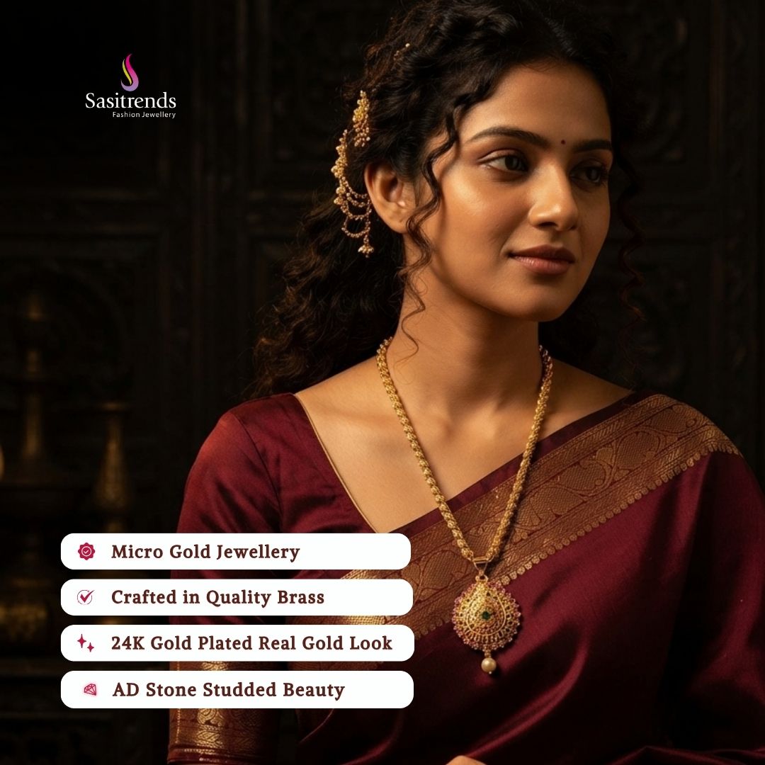 Guaranteed Micro gold plated AD stone necklace customer review image - Sasitrends