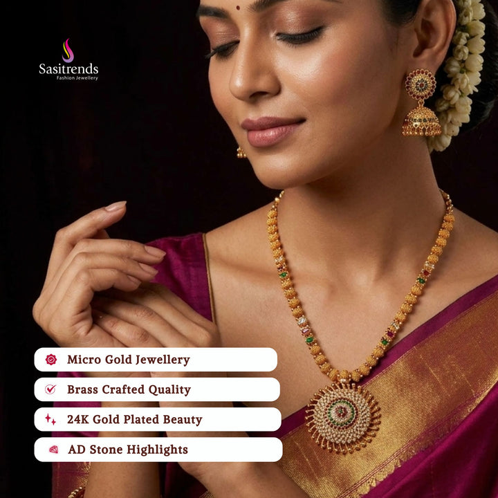 Guaranteed Micro gold plated AD stone necklace model image - Sasitrends