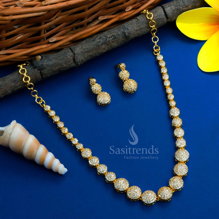 American Diamond Micro Gold plated Necklace Jewellery set for festive wear - Sasitrends
