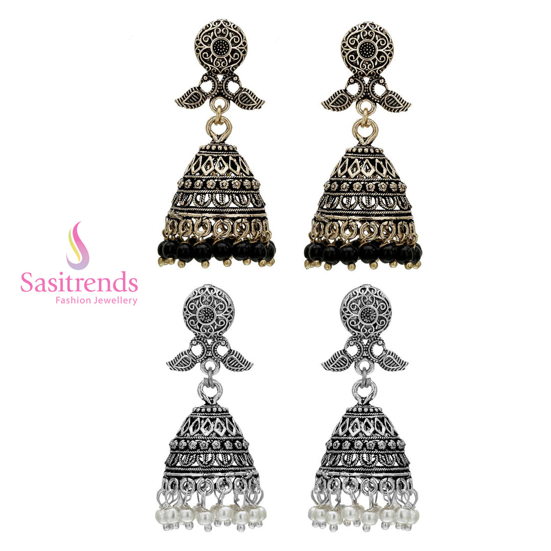 Traditional Wear Oxidised German Silver Peacock Designer Jhumka Earrings