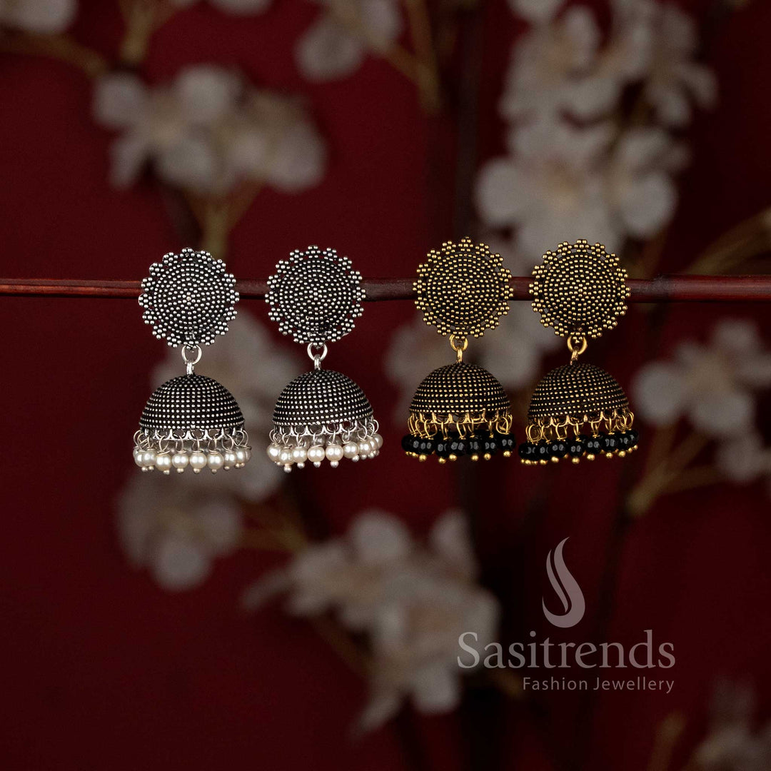 Traditional Oxidised German Silver Jhumka Earrings Sasitrends Online Shopping