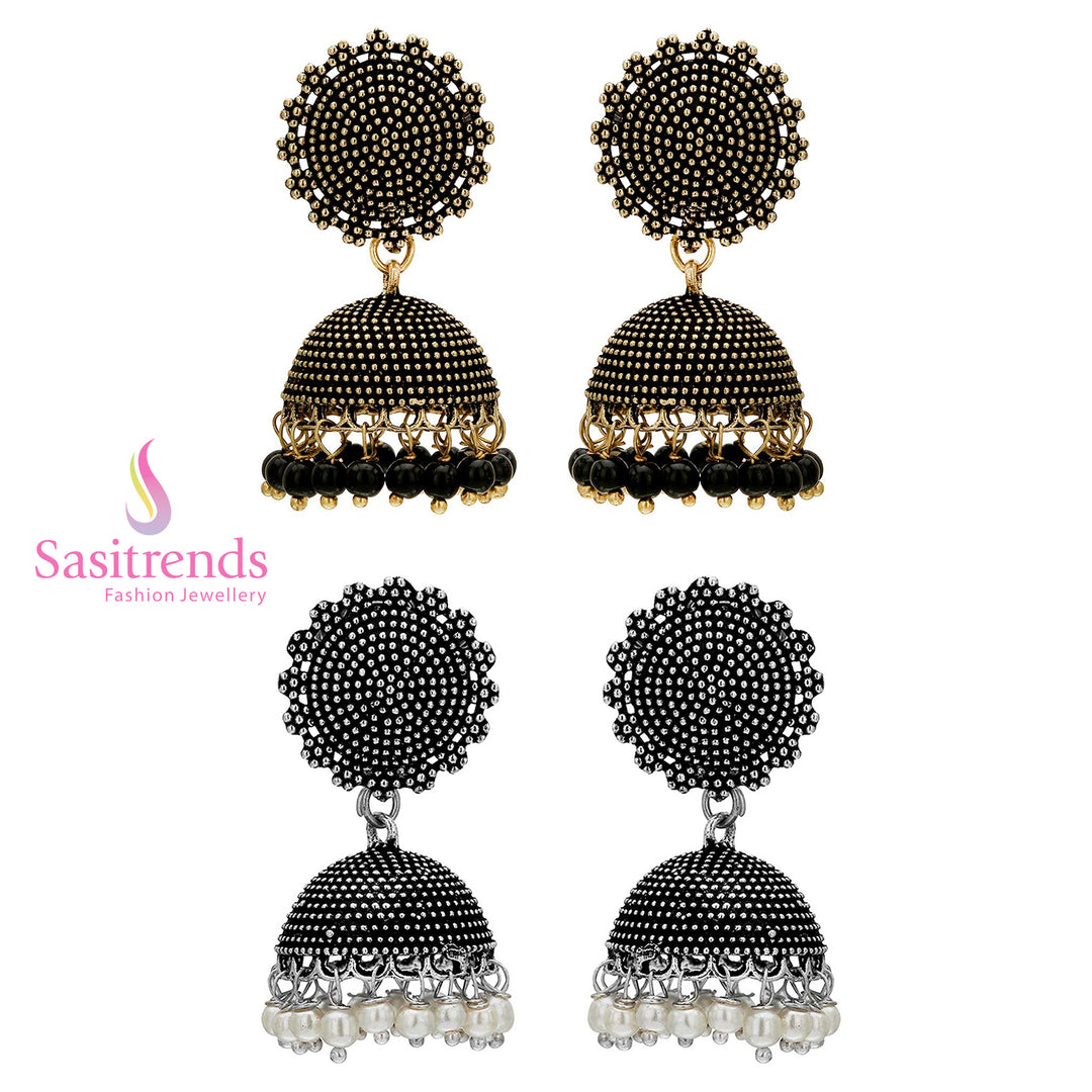 Traditional Oxidised German Silver Jhumka Earrings Sasitrends Online Shopping
