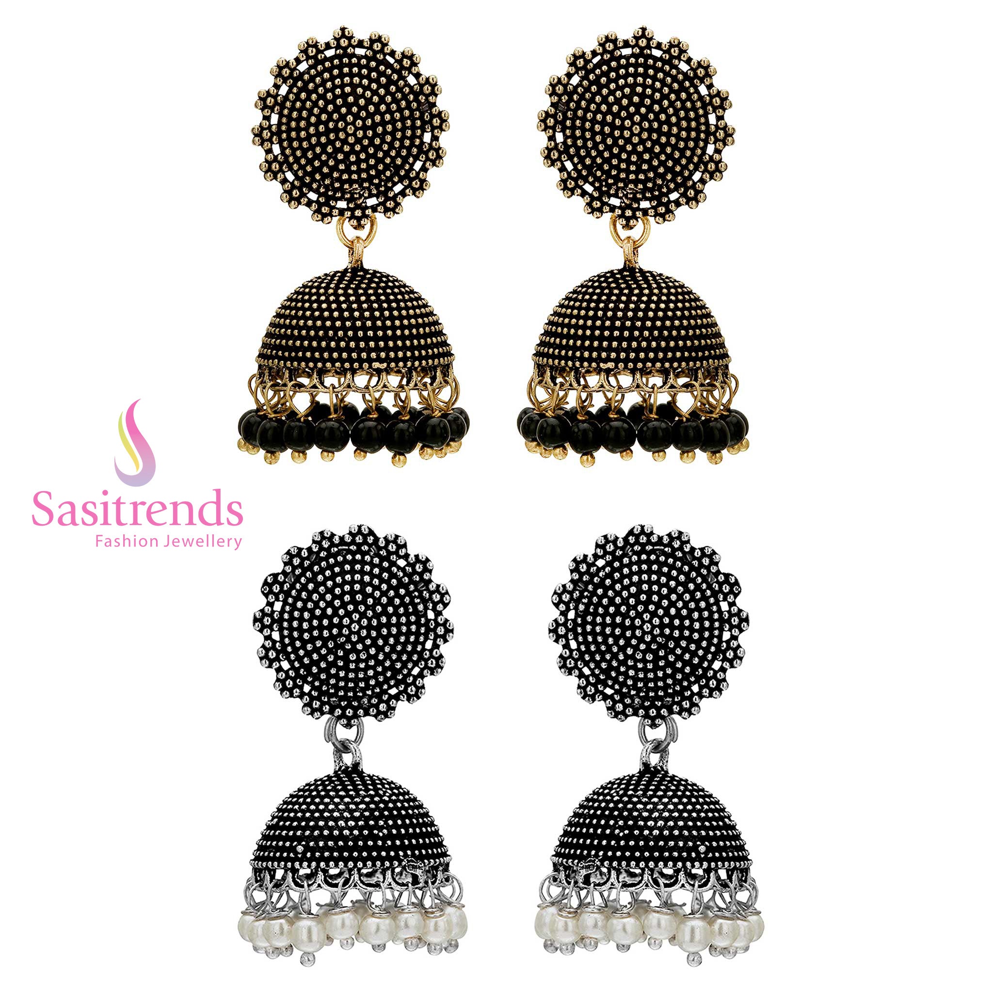 Traditional Oxidised German Silver Jhumka Earrings Sasitrends Online Shopping