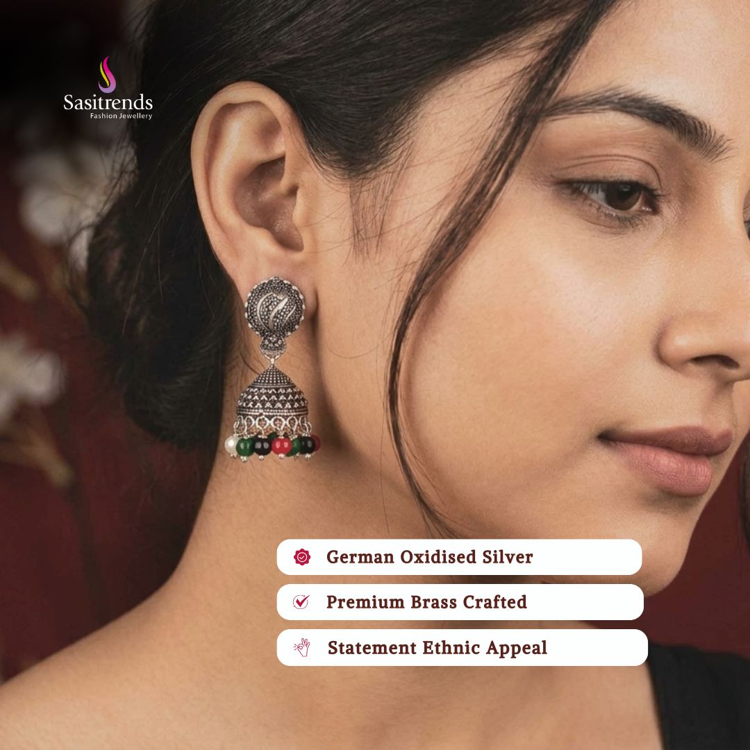 Oxidised silver plated earrings image - Sasitrends