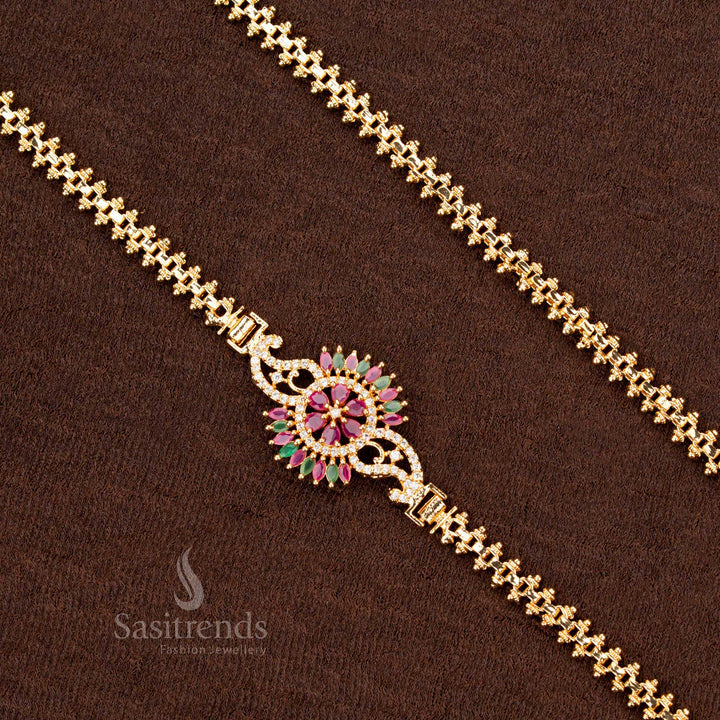 Premium Side Pendant Mugappu Chain with Real Gold Look – Sasitrends