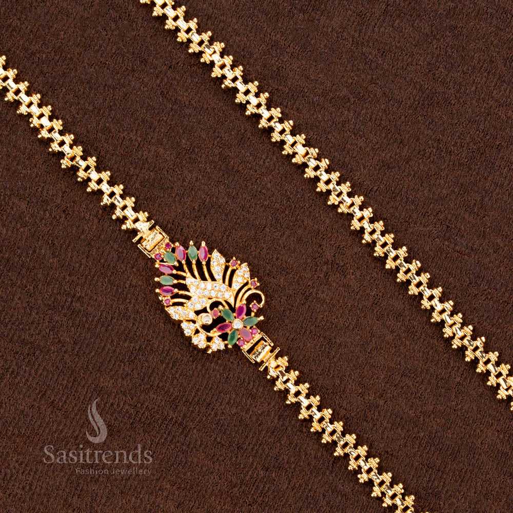One Gram Saree Wear Traditional Chain with AD Stone Mugappu – Sasitrends