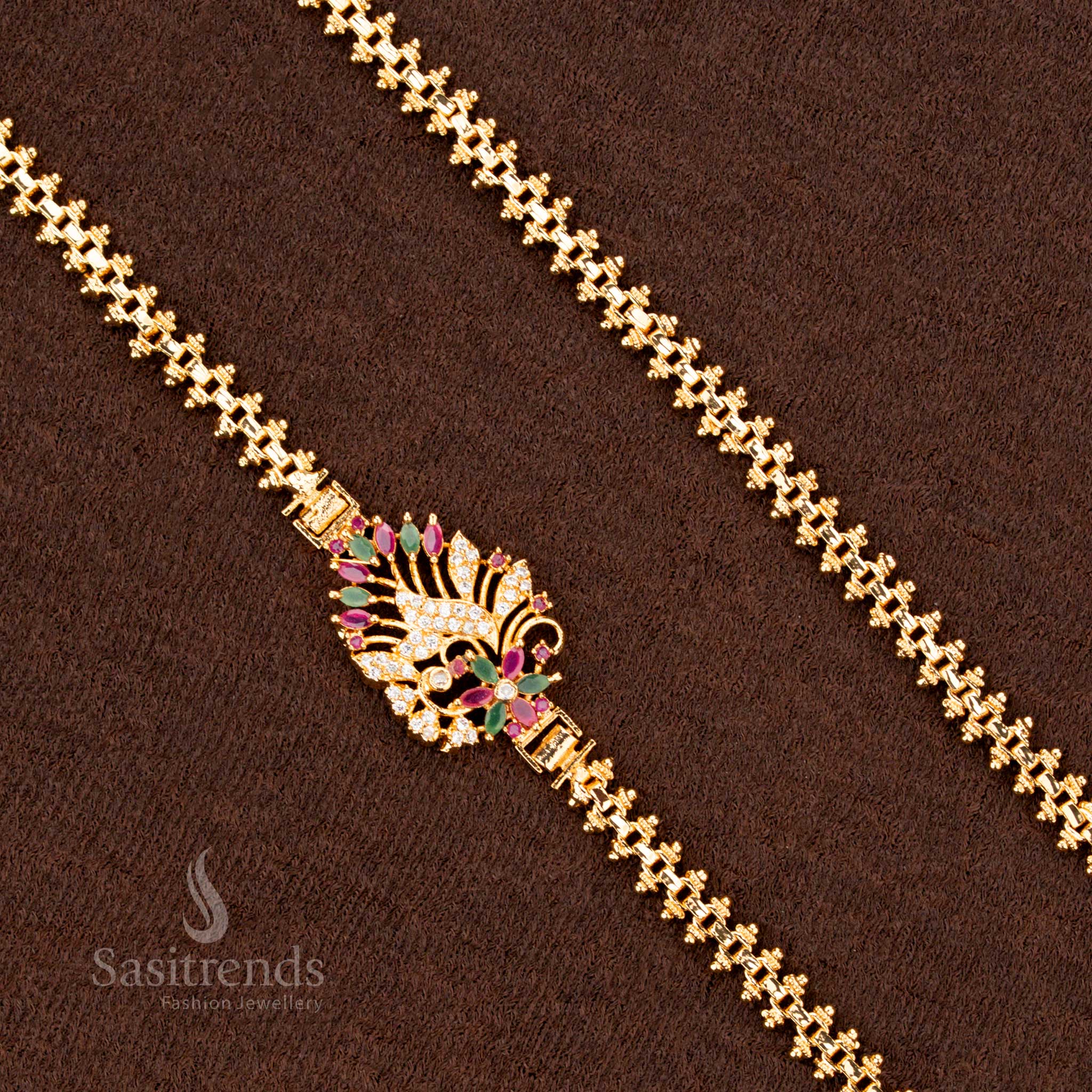 One Gram Saree Wear Traditional Chain with AD Stone Mugappu – Sasitrends