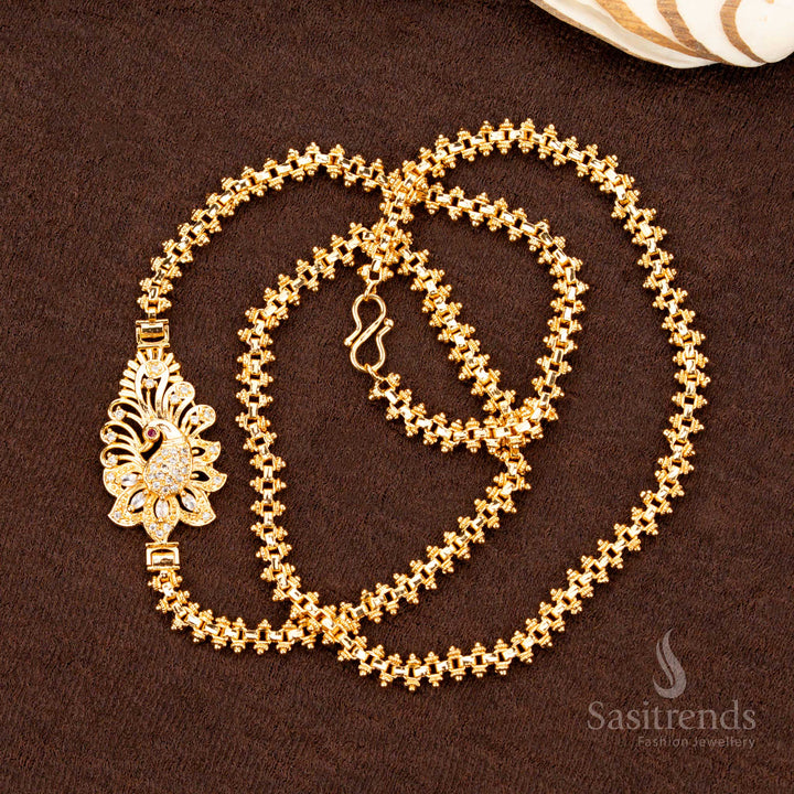 Peacock AD stone Mugappu side chain for sarees and temple wear – Sasitrends