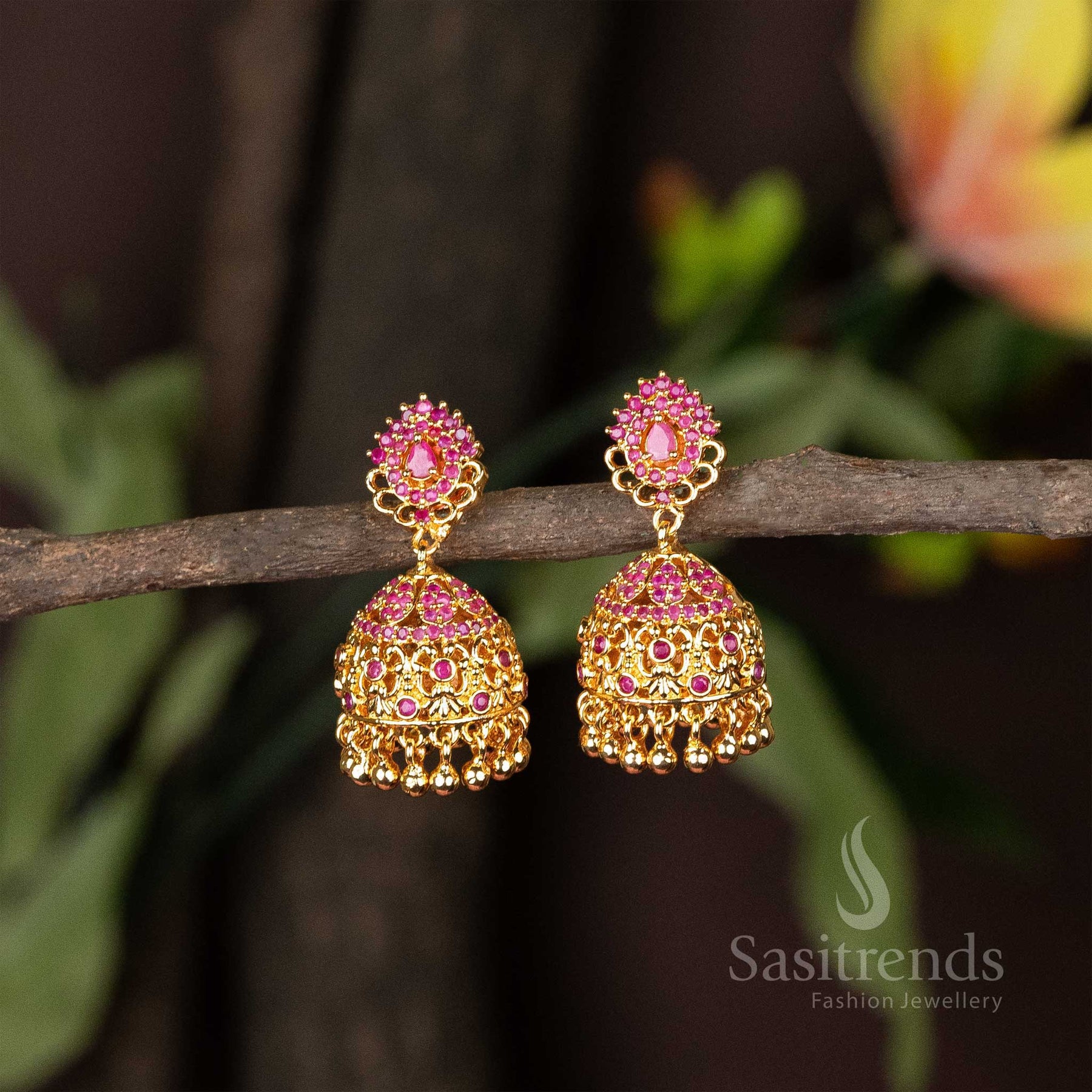 Traditional Micro Gold Plated Jhumka Earrings Sparkle in Style