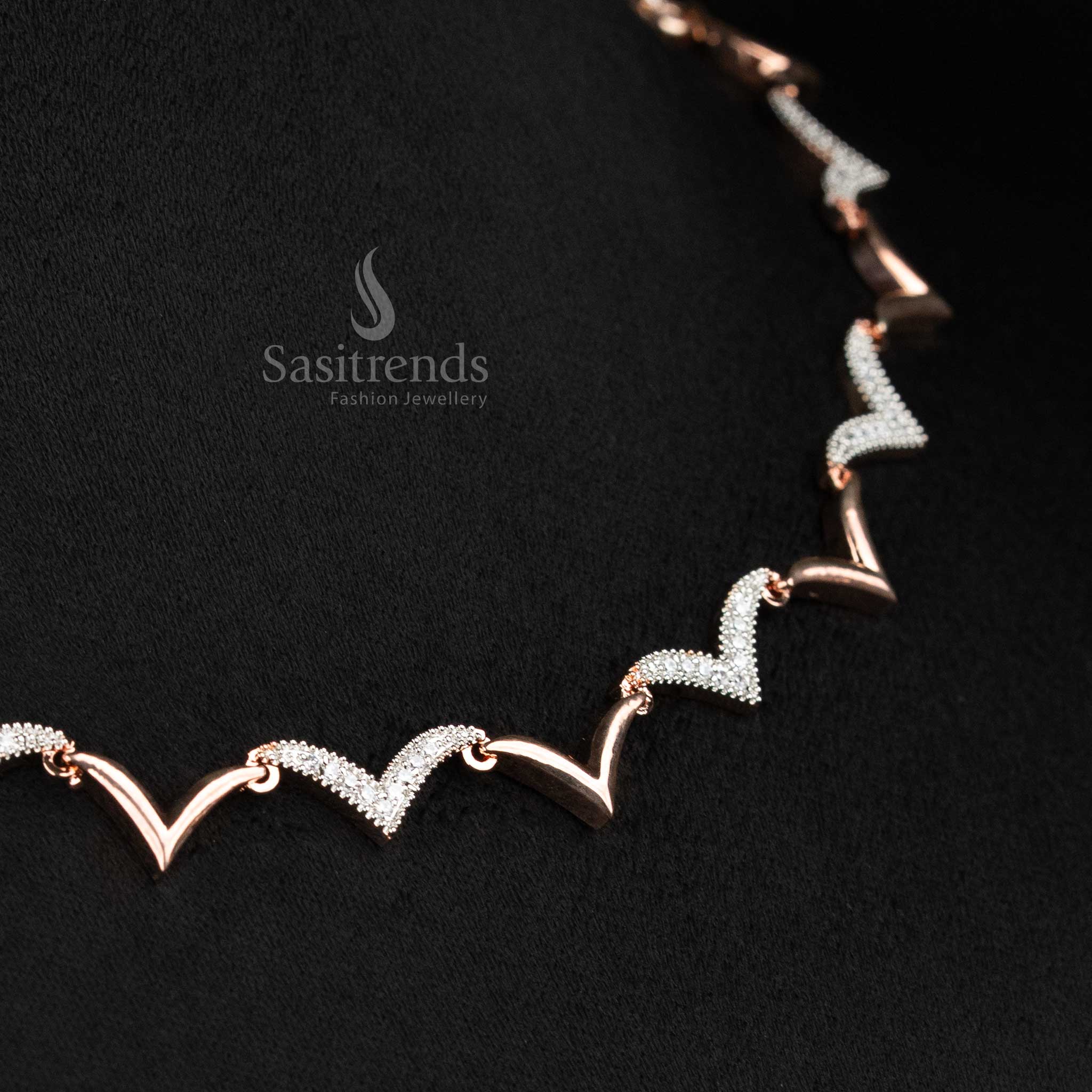 Partywear Necklace Set with American Diamond Stones - Sasitrends