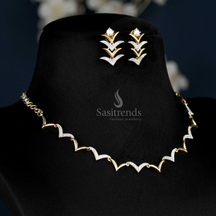 Stunning Party wear American Diamond Zig Zag Necklace Set with Multi Plating - Sasitrends