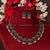 Flower Pattern Oxidized German Silver Earrings Necklace Jewellery Set For Women Green