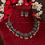Flower Pattern Oxidised German Silver Necklace Earrings Mint Jewellery Set For Women