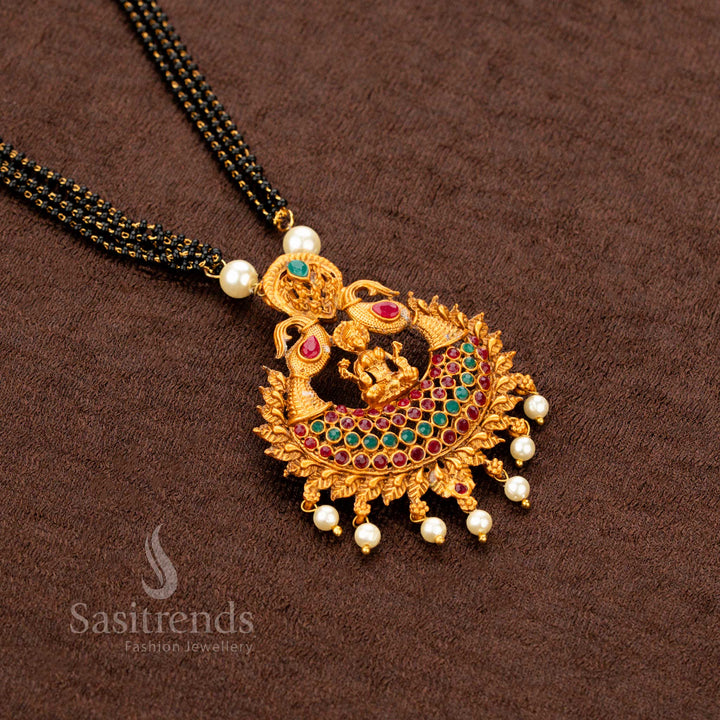 One gram temple jewellery featuring Goddess Lakshmi  long necklace – Sasitrends