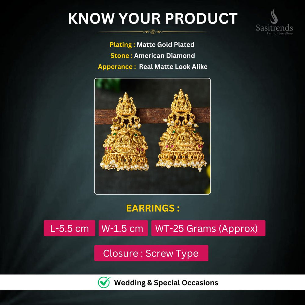 Matte Gold plated AD earrings Measurement Image - Sasitrends